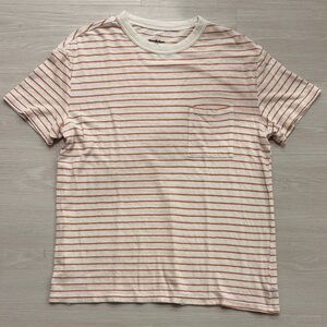 Goodfellow & Co Men's Short Sleeve Tee in Cream and Orange Stripes